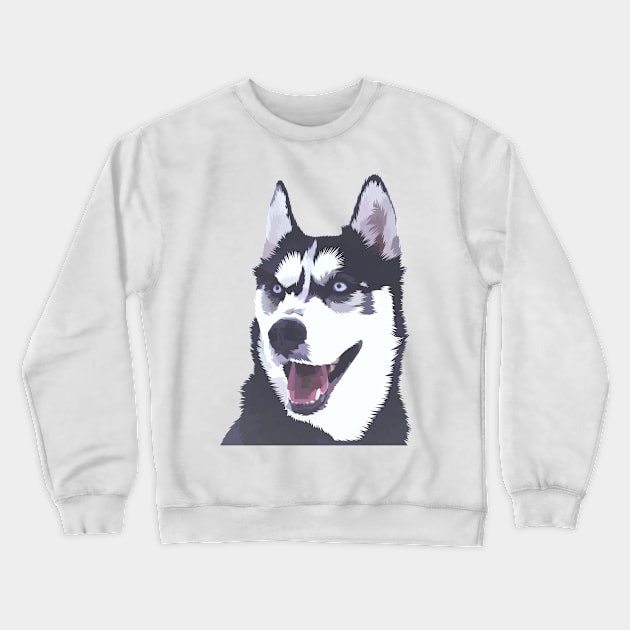 Siberian Husky Low Poly Digital Art Crewneck Sweatshirt by doglovershirts